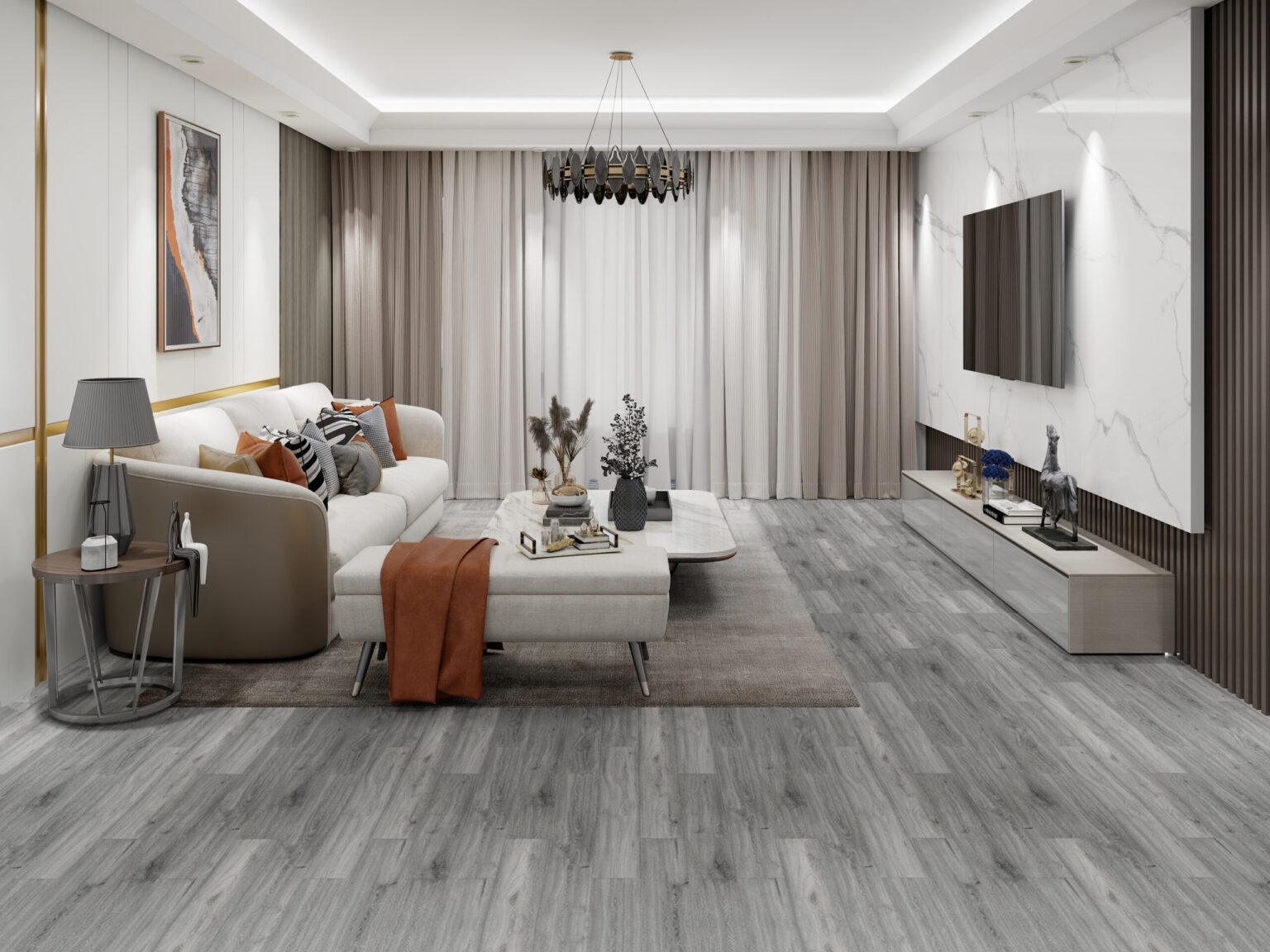 Wood-look plank floor in a finished room