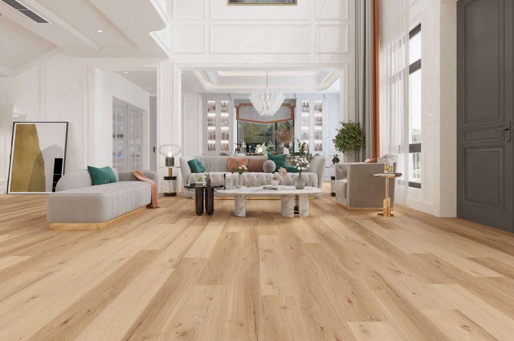 Room finished with plank flooring