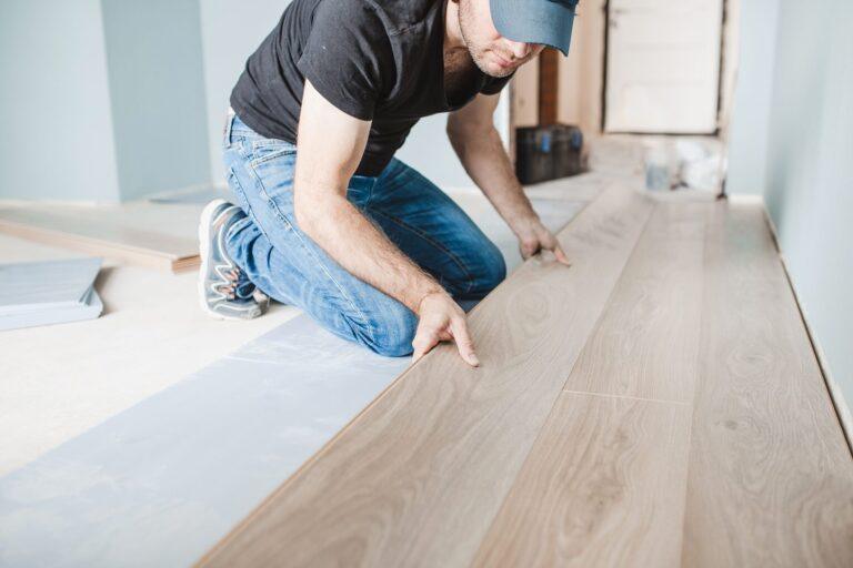 Wood-look laminate flooring in an open living space